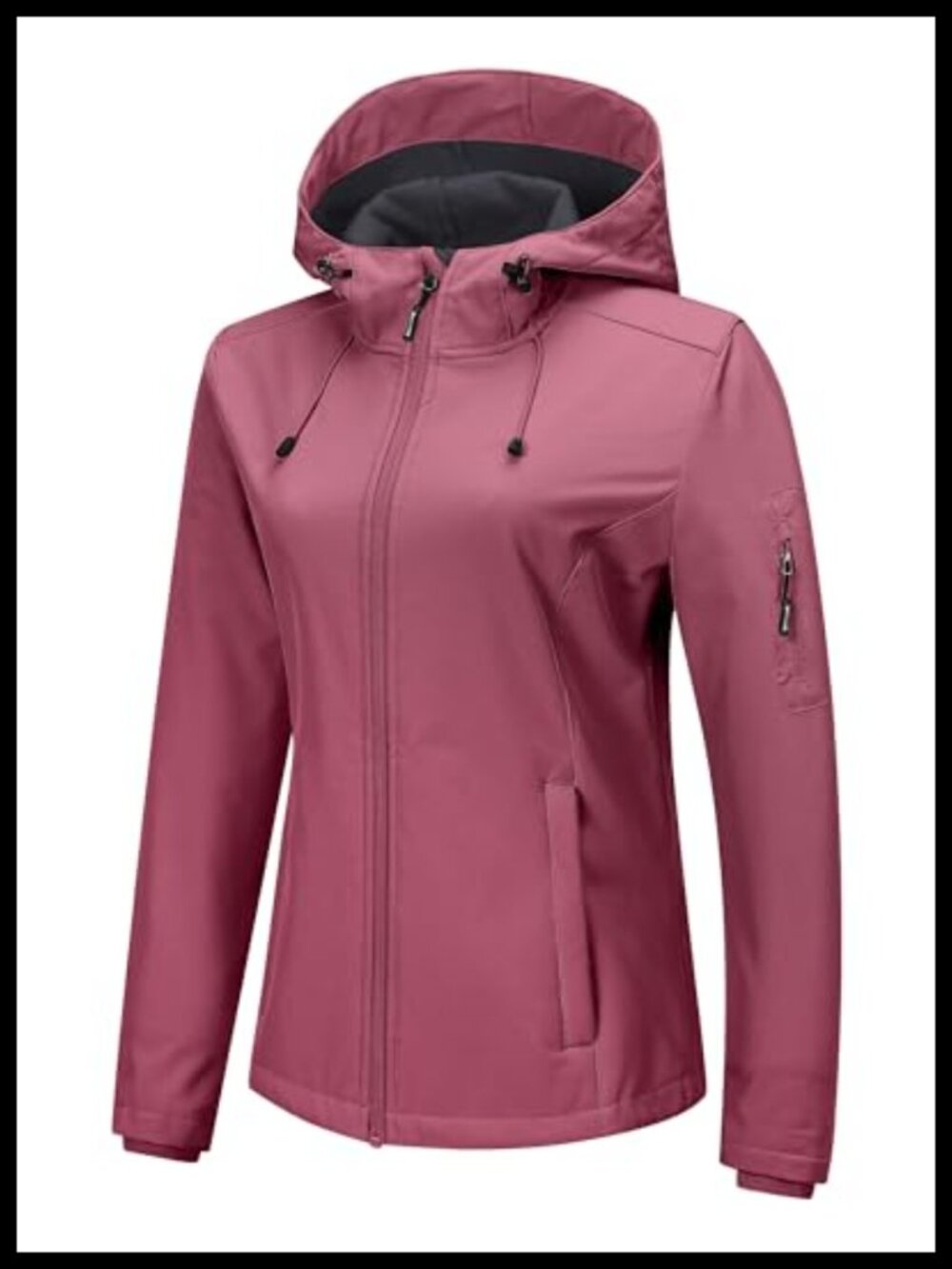 Women's Softshell Jacket Fleece Lined Waterproof Windproof Rain Coat with Hood
